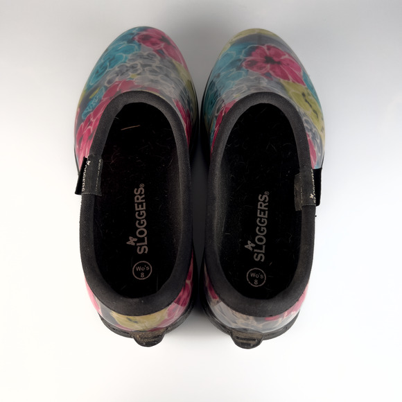 Sloggers Rainbow Floral Garden Waterproof Slip Ons Botanical Women's Size 8 - Picture 7 of 7